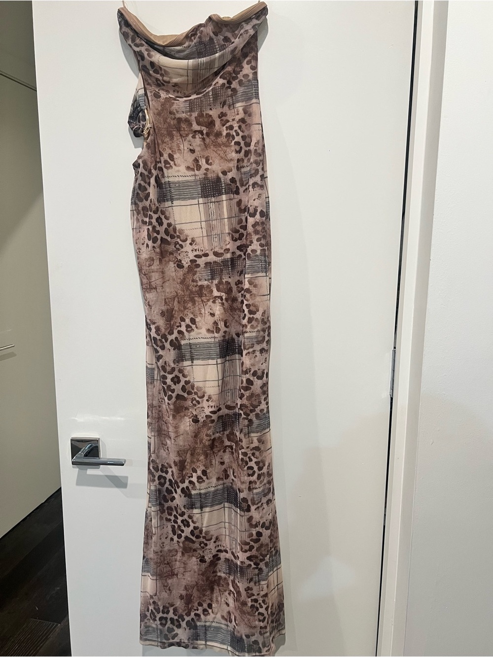 Sleeveless Neutral Printed Maxi Dress